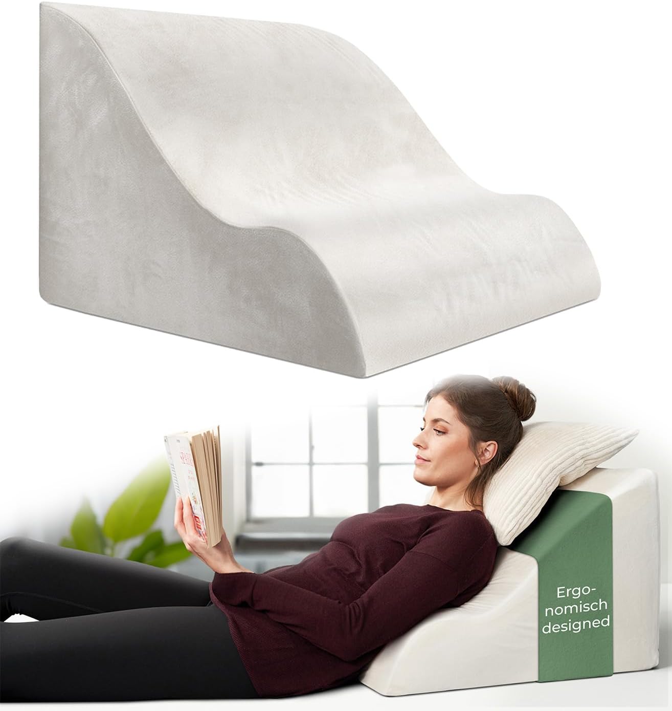 Ergonomisches Lesekissen, BREIT Weiß