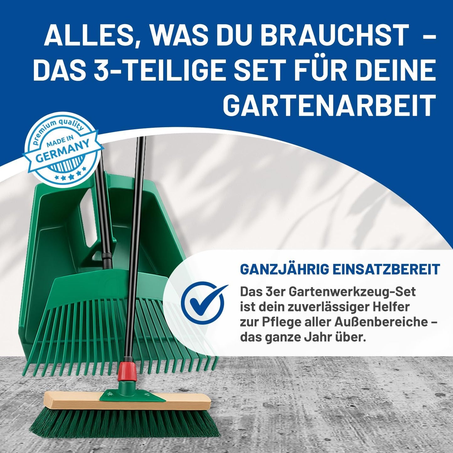 3-teiliges Gartenwerkzeug-Set für Laubpflege, 3-teiliges Garten-Set
