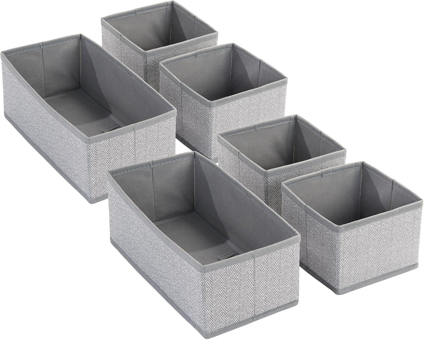 Baby Organizer-Set mit Aufbewahrungsboxen (6-teilig), Graues Fischgrätenmuster
