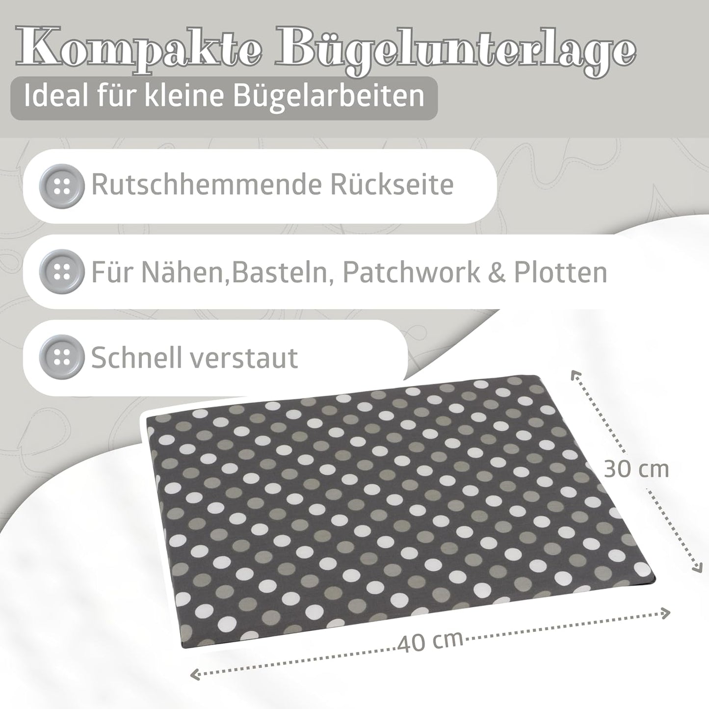 Bügelunterlage-Set mit Mini-Dampf-Bügeleisen, Grün
