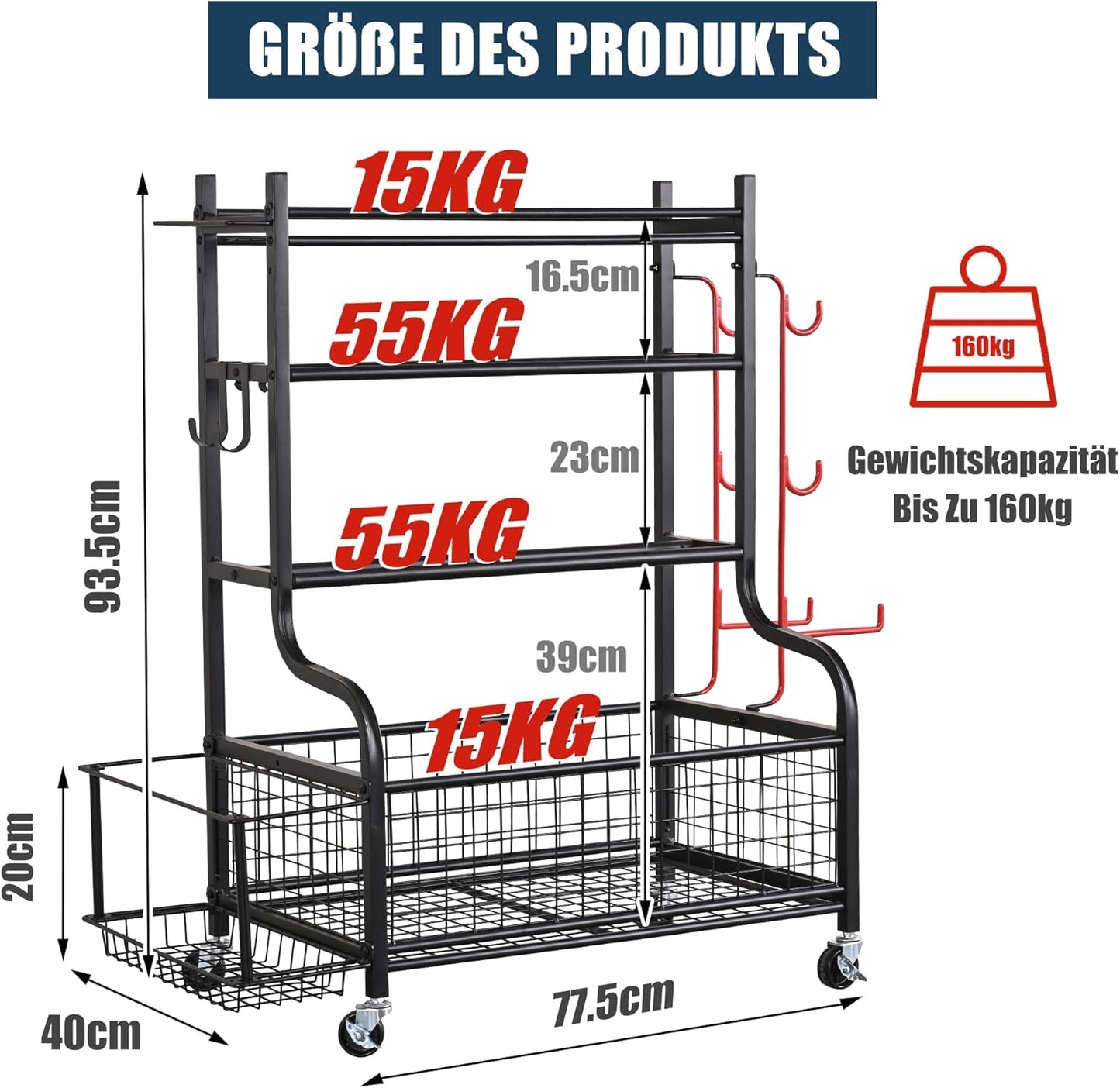 Multifunktionaler Hantelständer für Home Gym, Schwarz