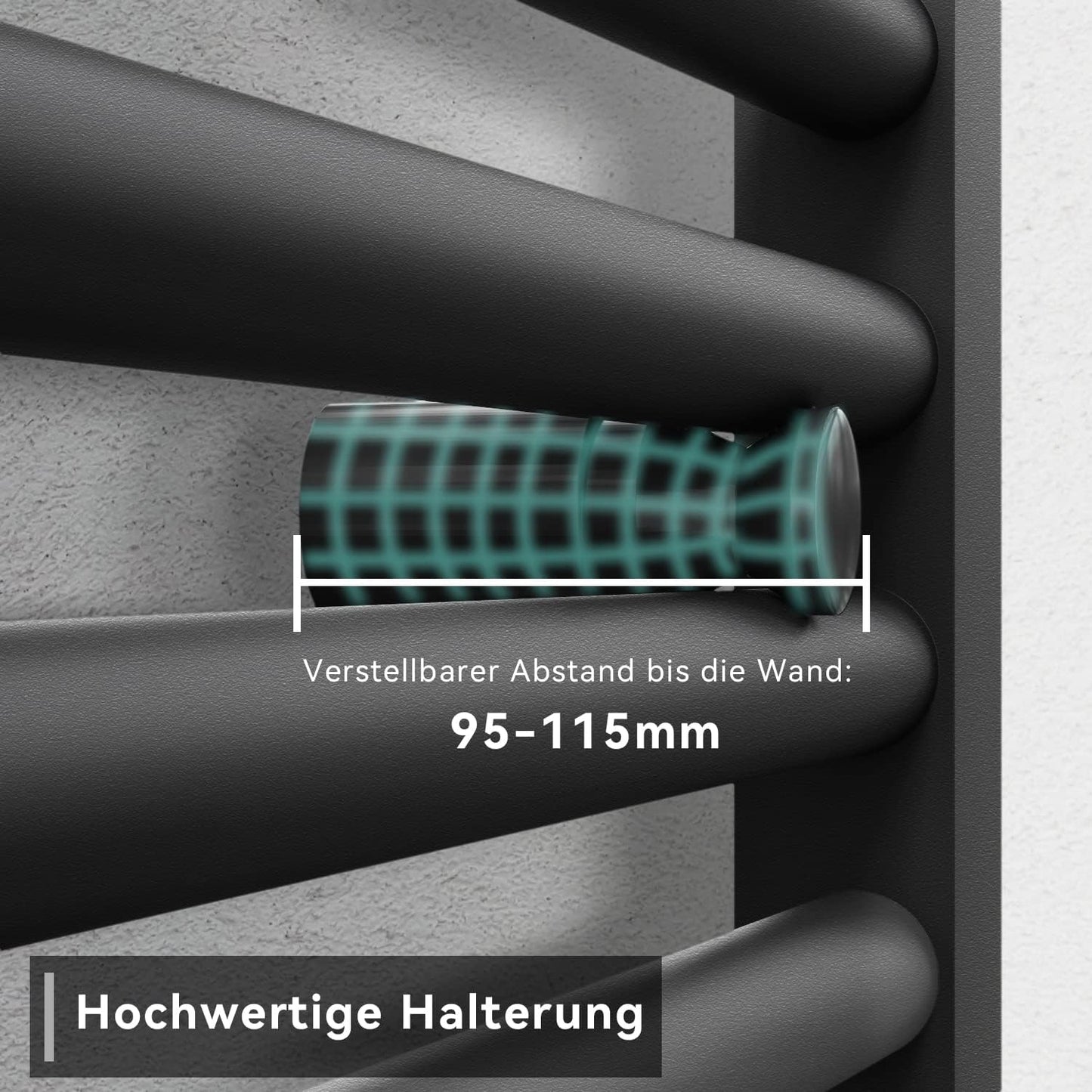 Handtuchtrockner Heizkörper mit Mittelanschluss, Anthrazit 40x160cm