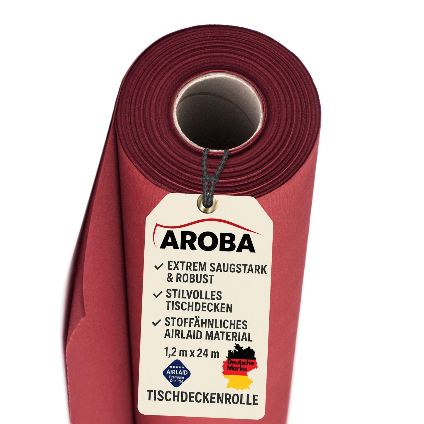 Airlaid Tischdeckenrolle, 2400 x 120 cm (Rechteckig) Rot
