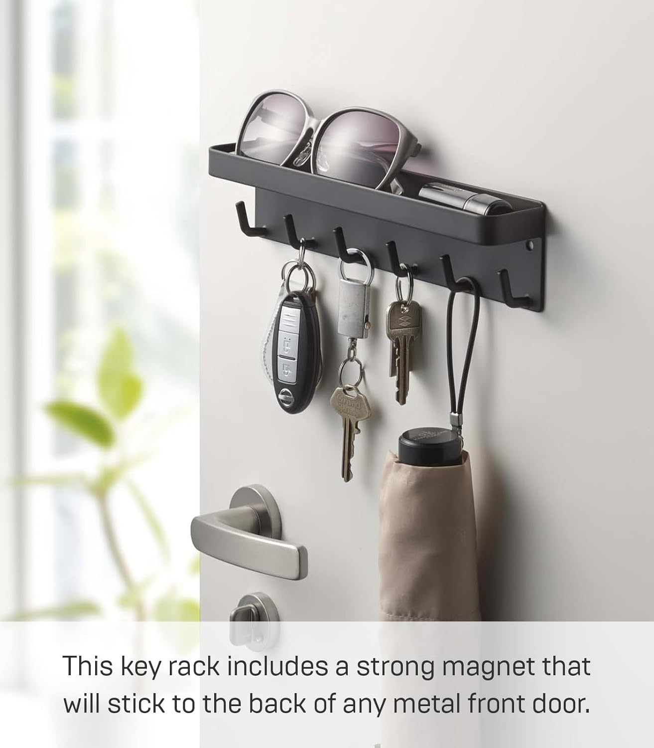 Magnetischer Schlüsselhaken mit Ablage, Schwarz