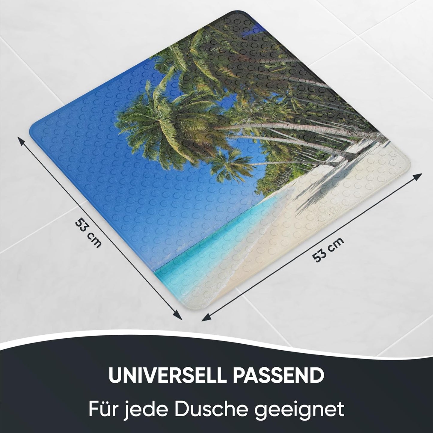 Rutschfeste Badematte für Dusche & Badewanne (53x53 cm), Karibik