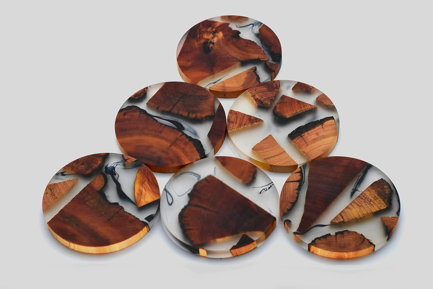Runde Untersetzer-Set mit Halter, Rund Matt Ø8.0 x 0.7 cm