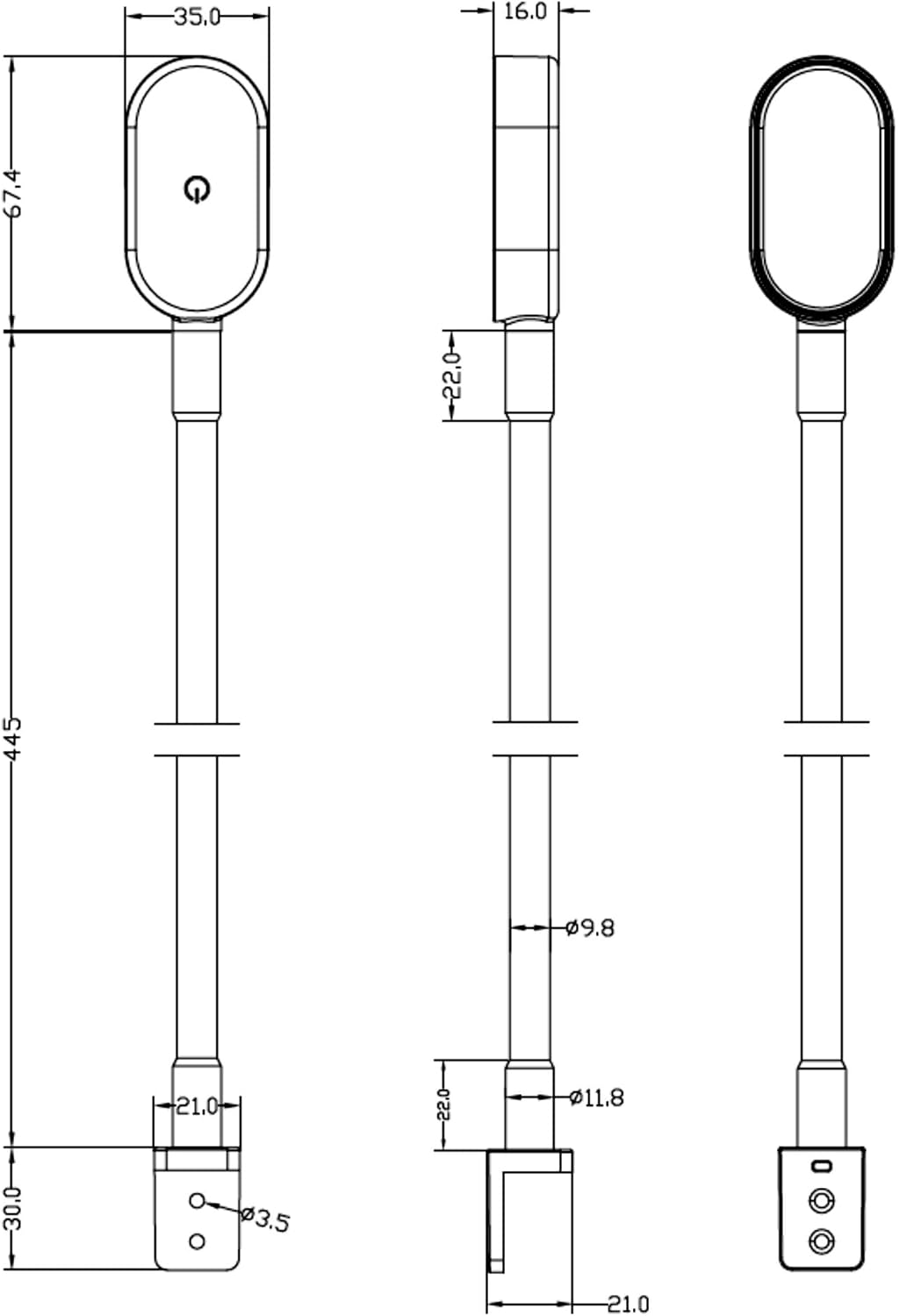 LED-Bettleuchte mit flexiblem Arm, dimmbar, USB-C, 1er Set Weiss