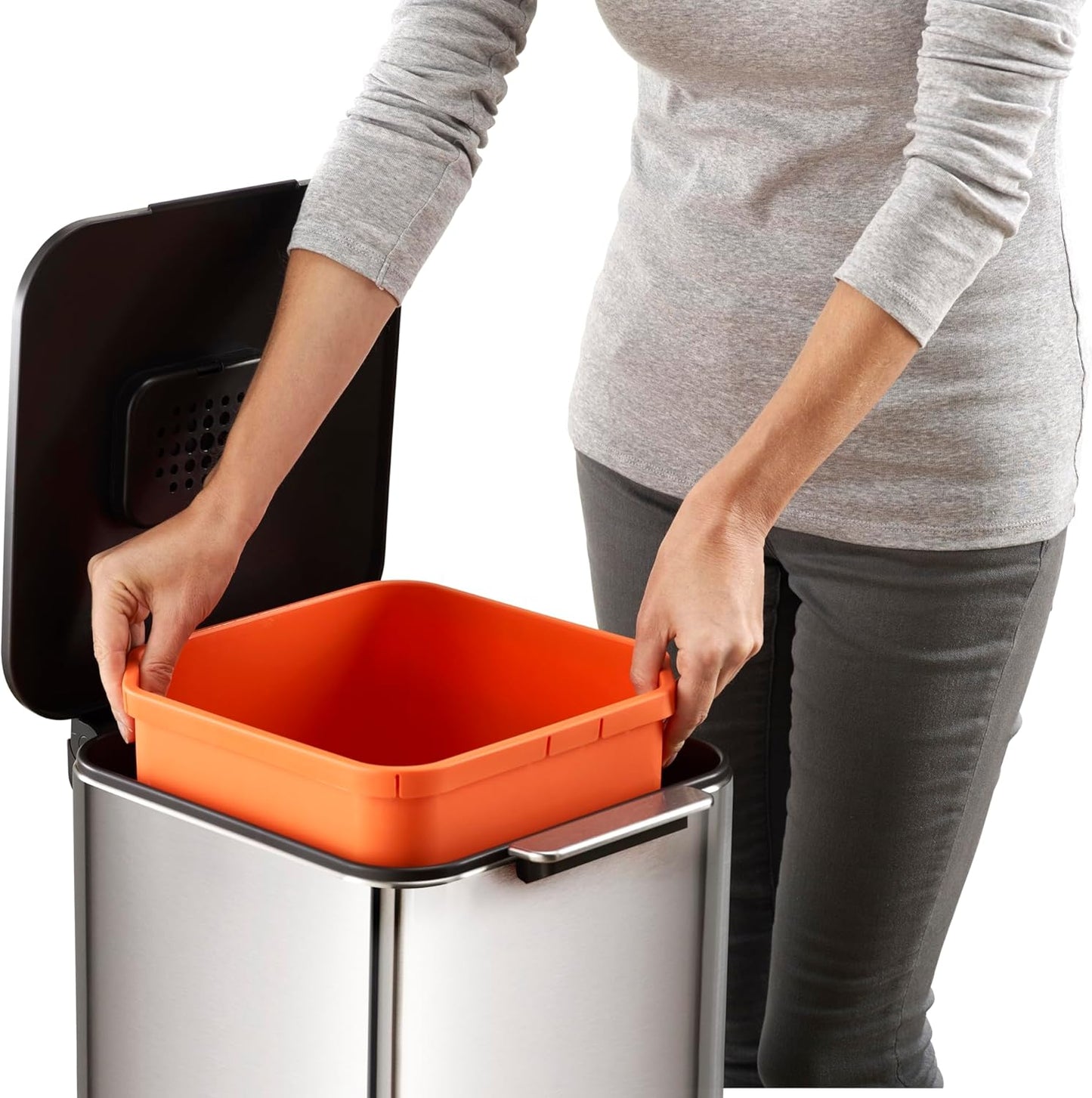 IntelligentWaste Totem Compact 40 Mülltrennsystem mit Biomüllfach, Edelstahl 40L