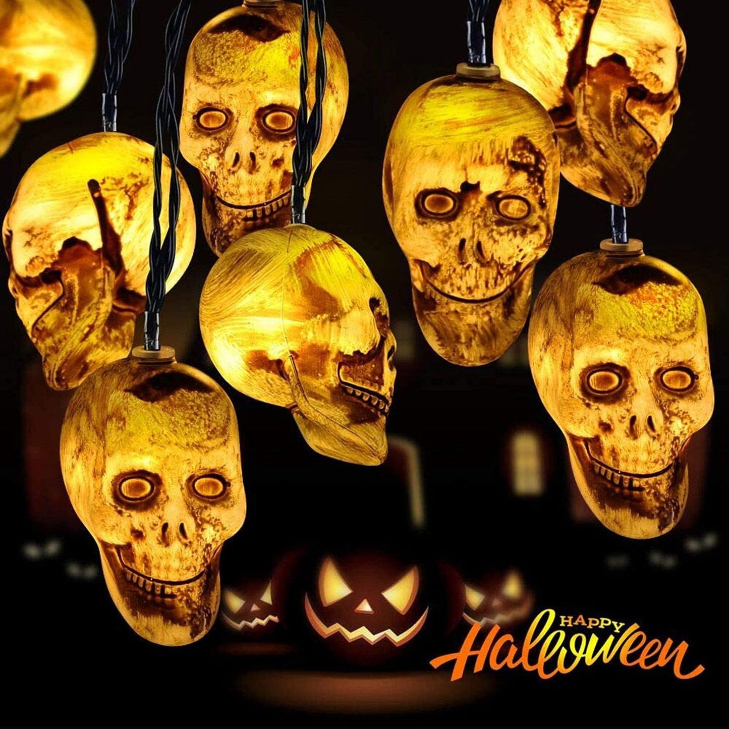 Halloween Totenkopf-Lichterkette, Totenkopf-lichterketten