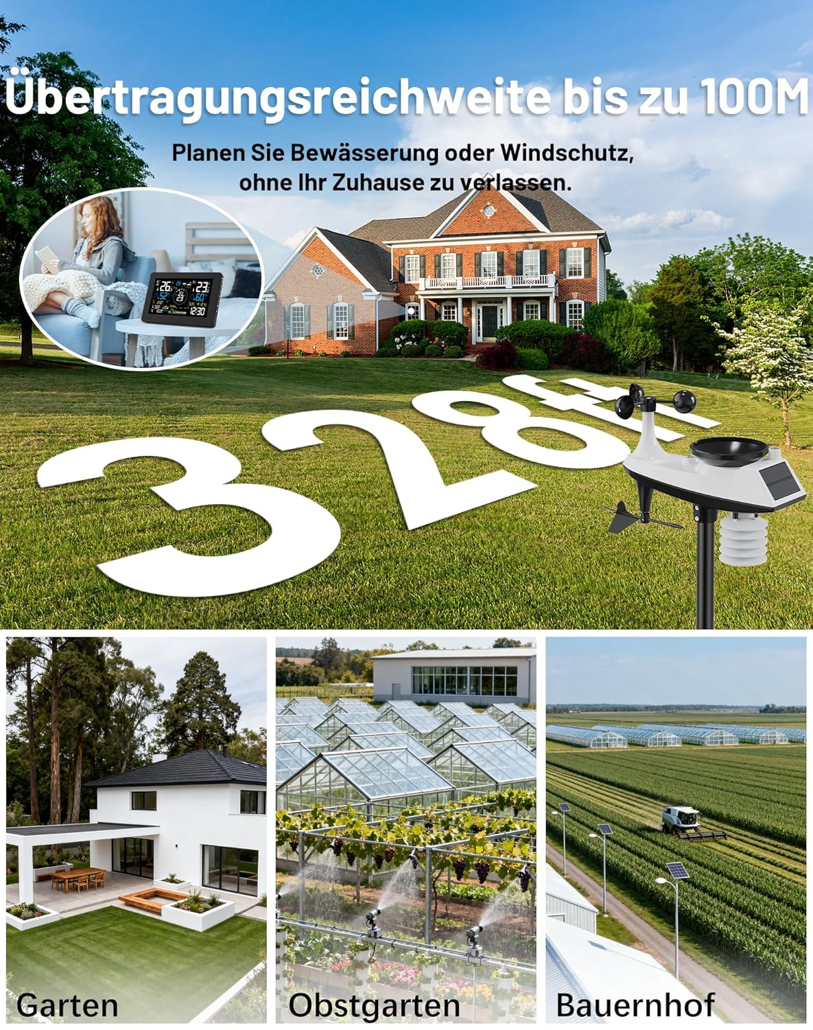 11-in-1 Profi WLAN Wetterstation mit Aussensensor, Schwarz
