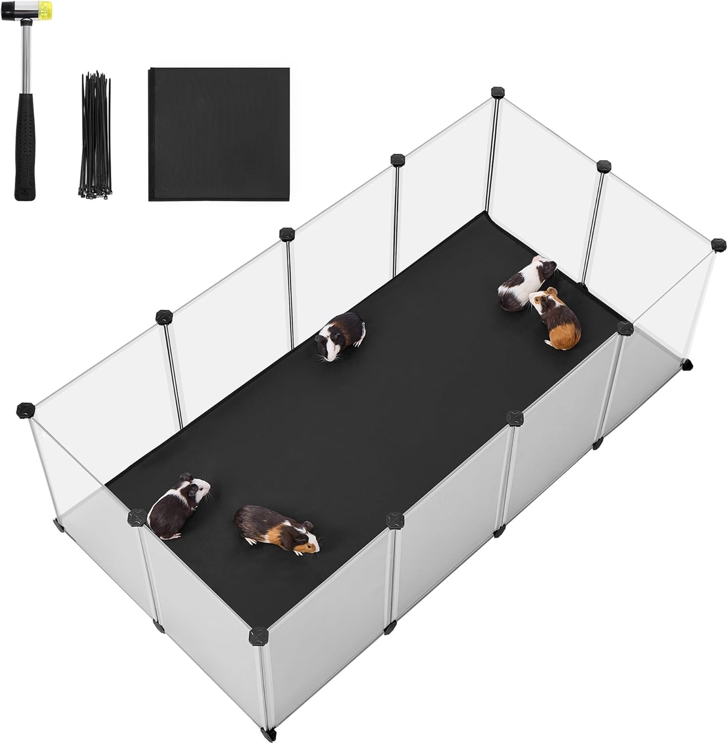 Kleintiergehege mit Bodenplatten, 125 x 63 x 42 cm, 125L x 63B x 42H cm