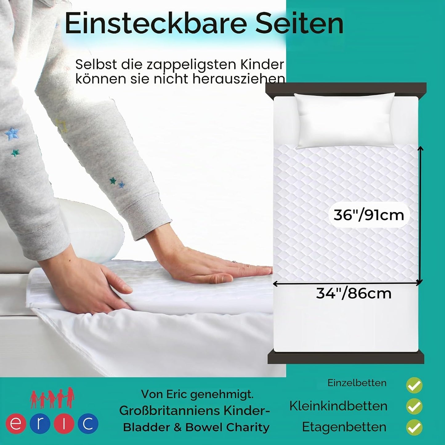 Wasserdichte Matratzenauflage für Kinderbetten (2er-Pack), Weiss - Klein (Bis 90cm Breite) 2er-Pack