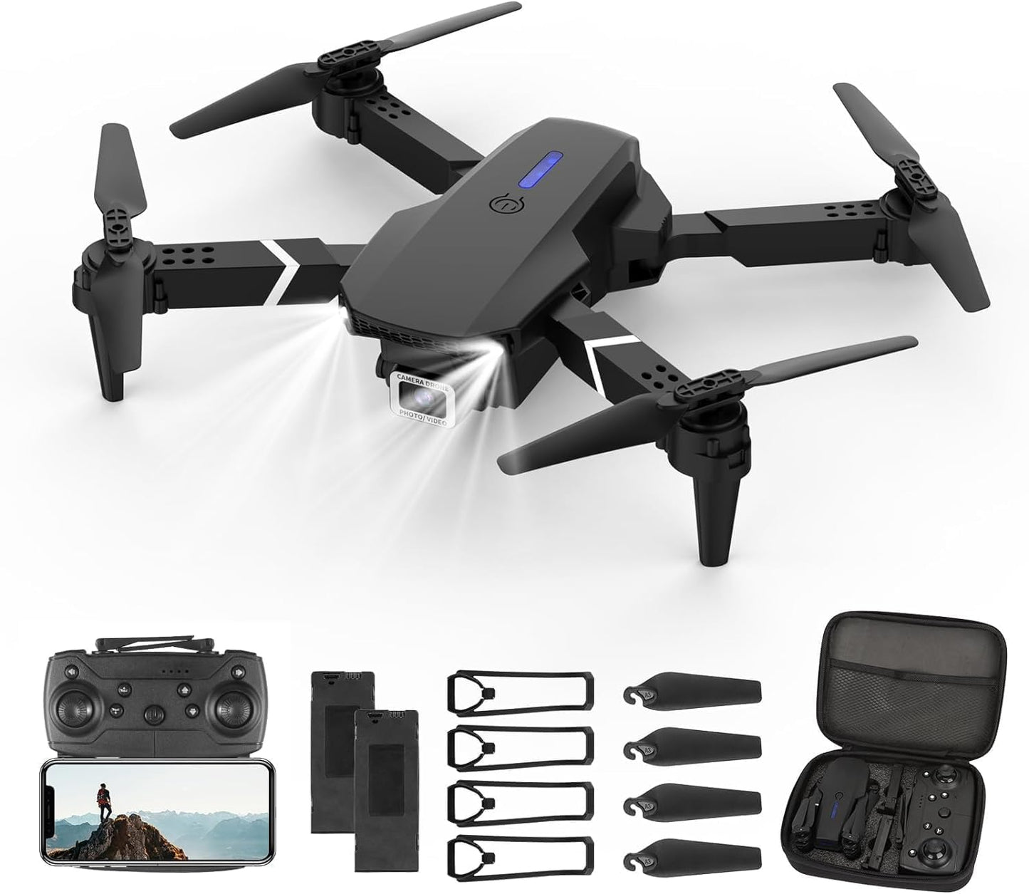 Faltbare 4K-Drohne P8 mit Kamera für Anfänger, Schwarz