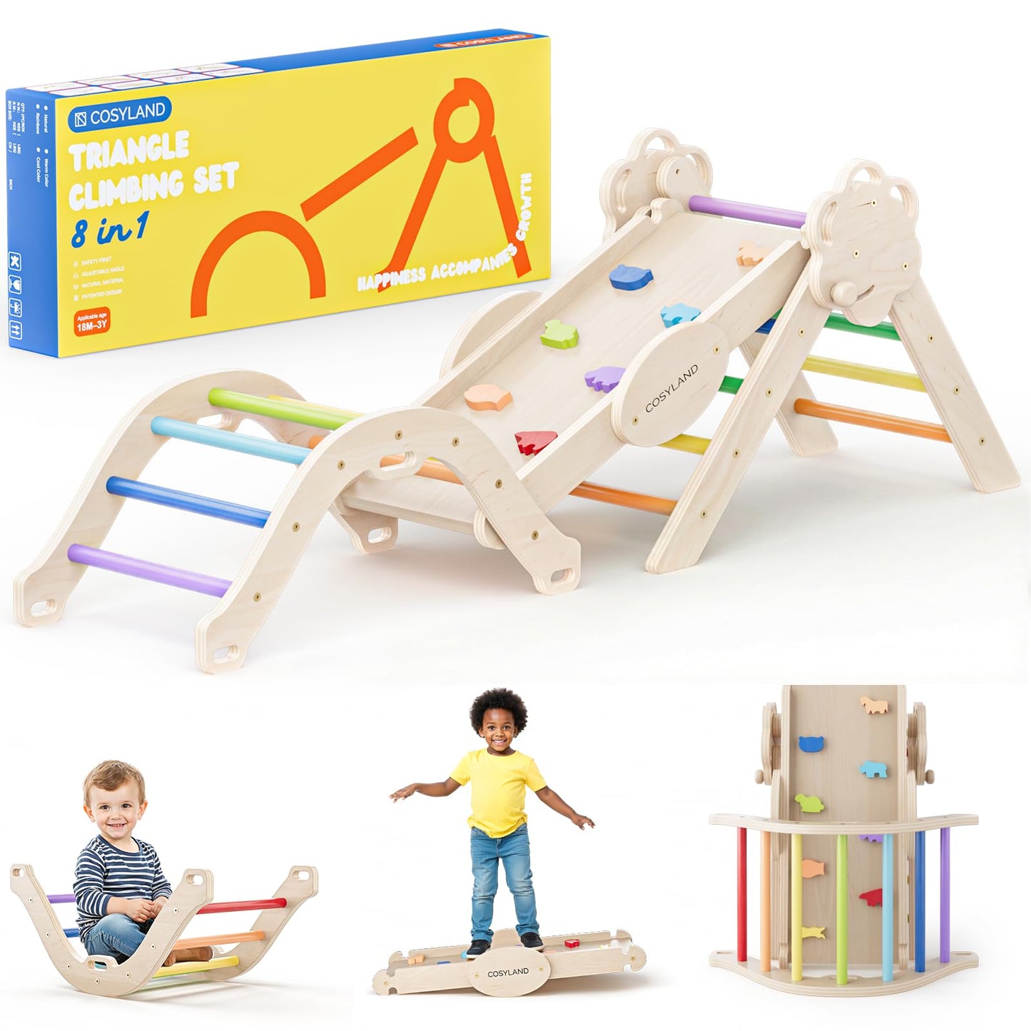 8-in-1 Indoor-Klettergerüst, Klassischer Regenbogen