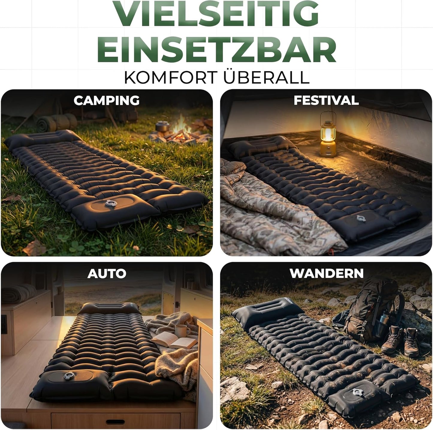 Selbstaufblasbare Isomatte mit Fusspumpe