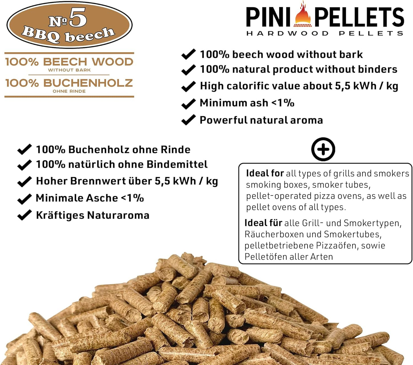 Hartholz Grill- und Räucherpelletts (15 kg)