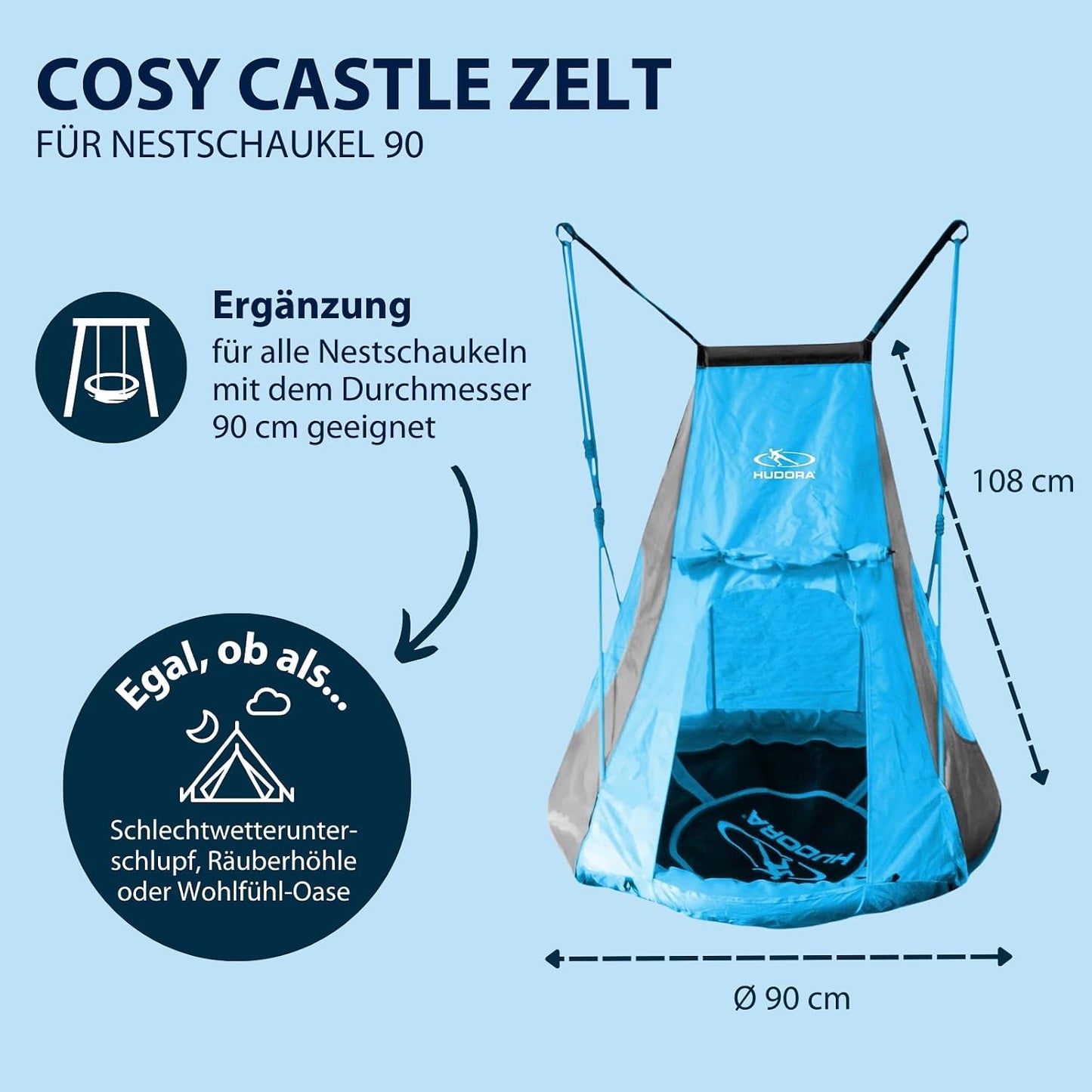 Zeltüberzug für Nestschaukel, 90 cm Blau