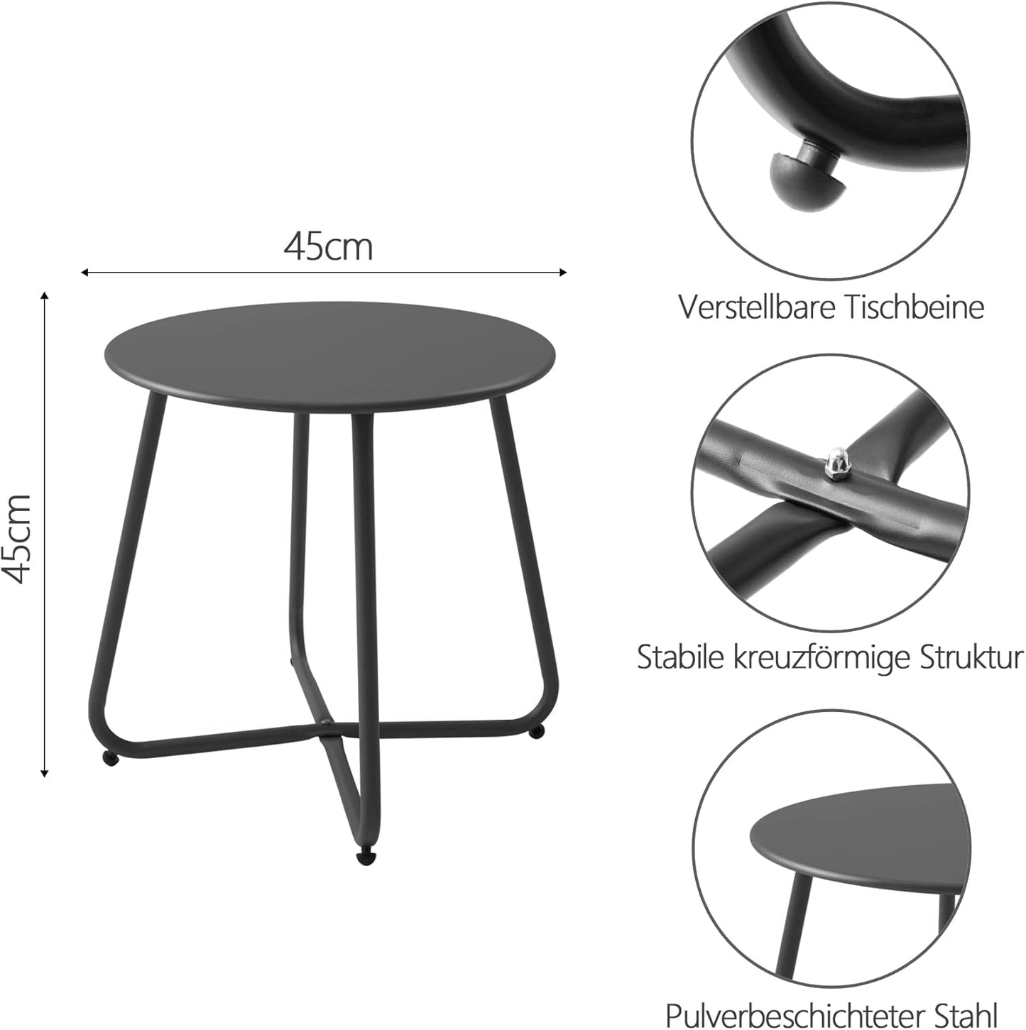 Runder Beistelltisch, Ø 45x45H cm Schwarz