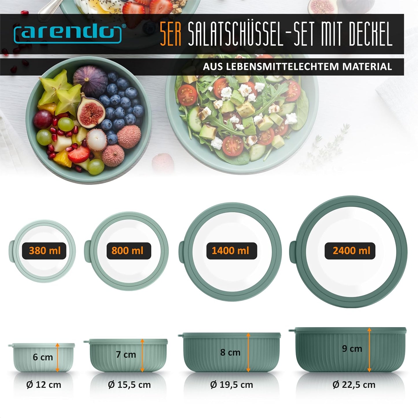 Salatschüssel-Set mit Deckel