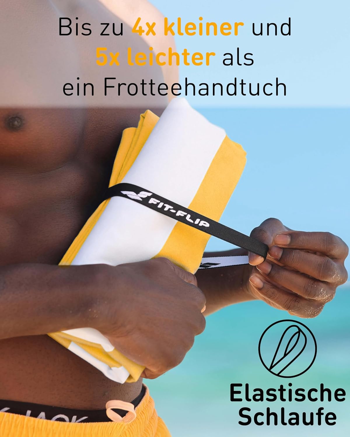 Schnelltrocknendes Strandhandtuch, 160cm x 90cm 04 Zitronengelb - Weiss