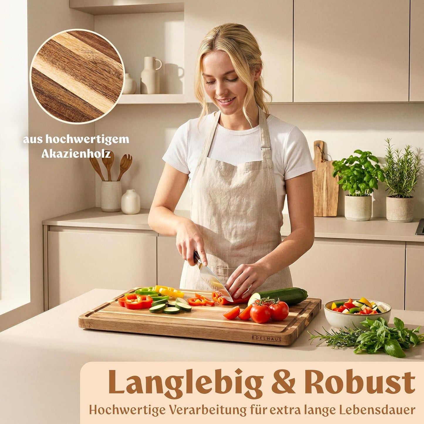Holzschneidebrett mit Saftrille