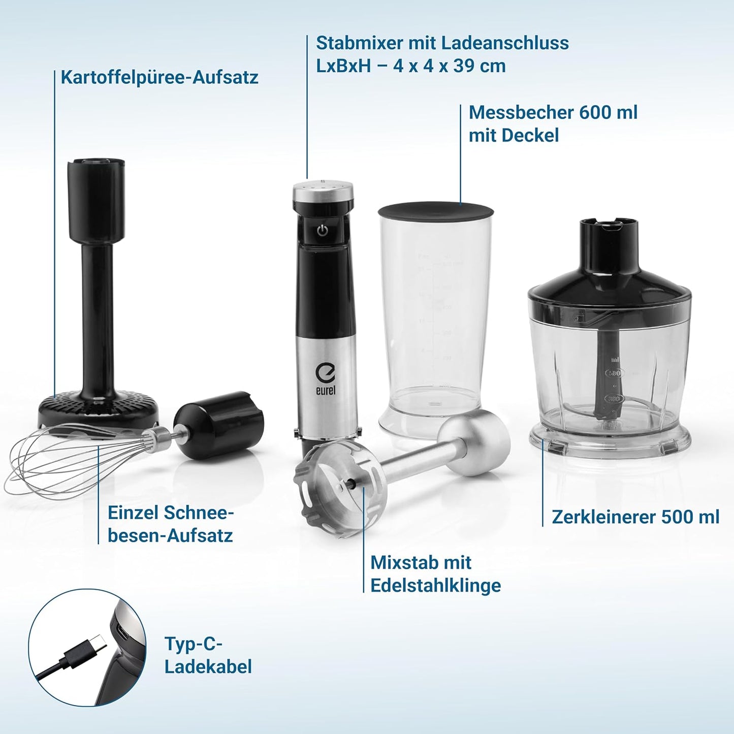Akku Stabmixer-Set mit Zubehör, 150W inkl. TRENDLine Zubehör