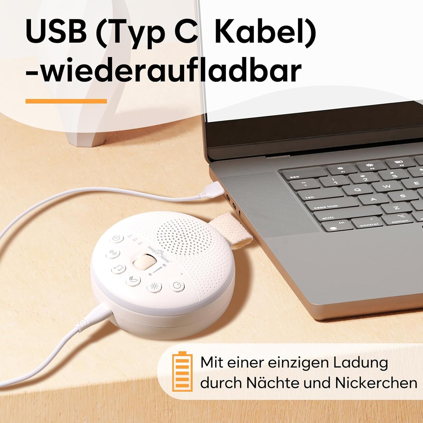 Tragbare White Noise Maschine mit 34 Klängen, Weiß – 34 Geräusche