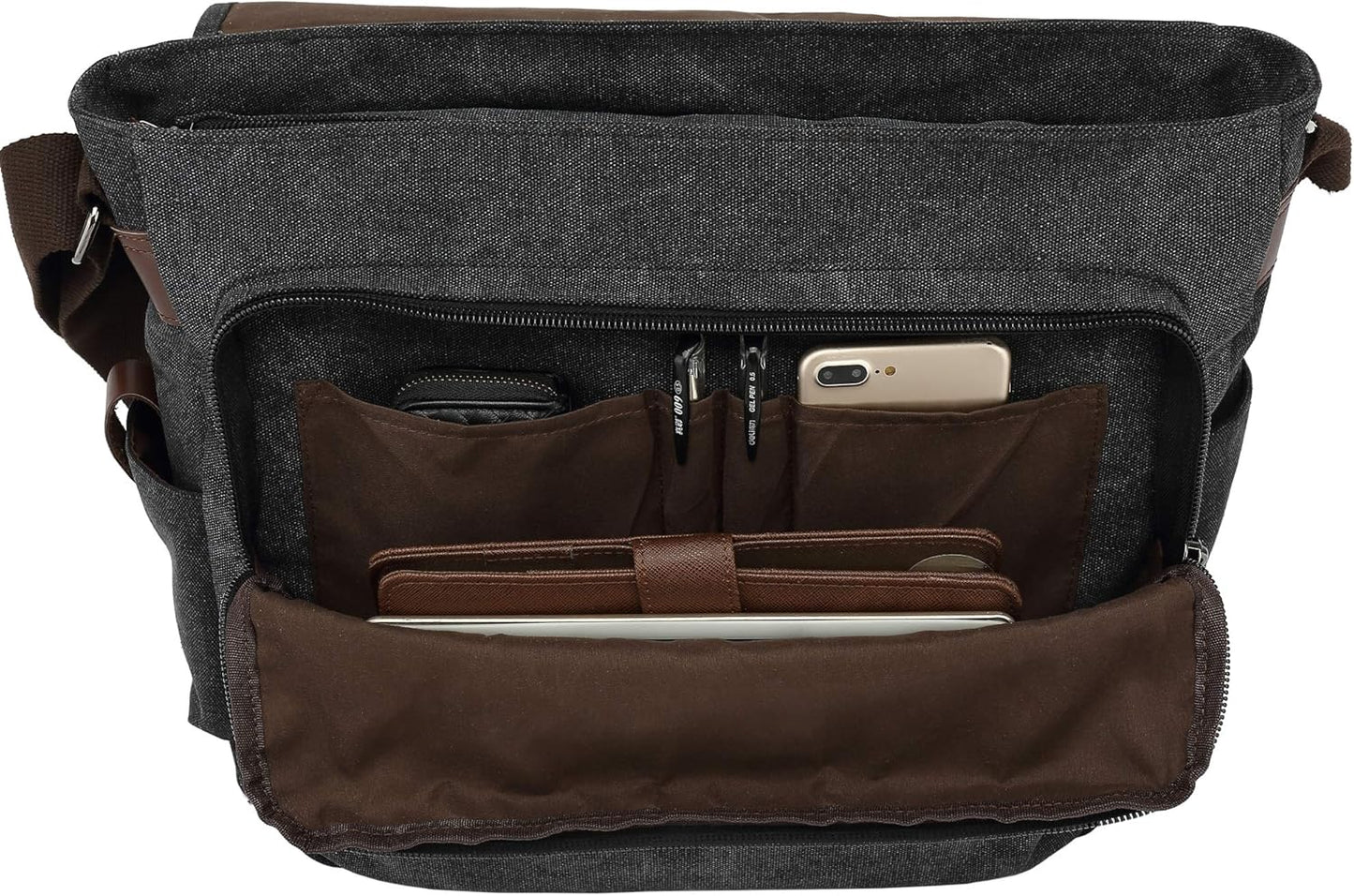 Umhängetasche für 15,6 Zoll Laptop, Schwarz