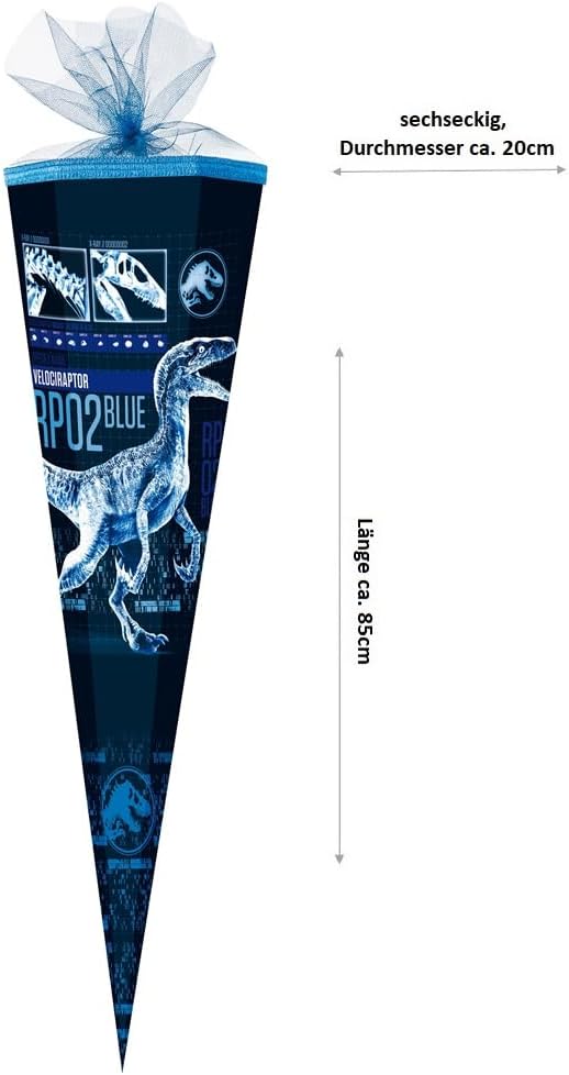 10-teiliges Schulranzen-Set, Jurassic World Dinosaurier Dunkelblau 10-teiliges Set mit Schultüte