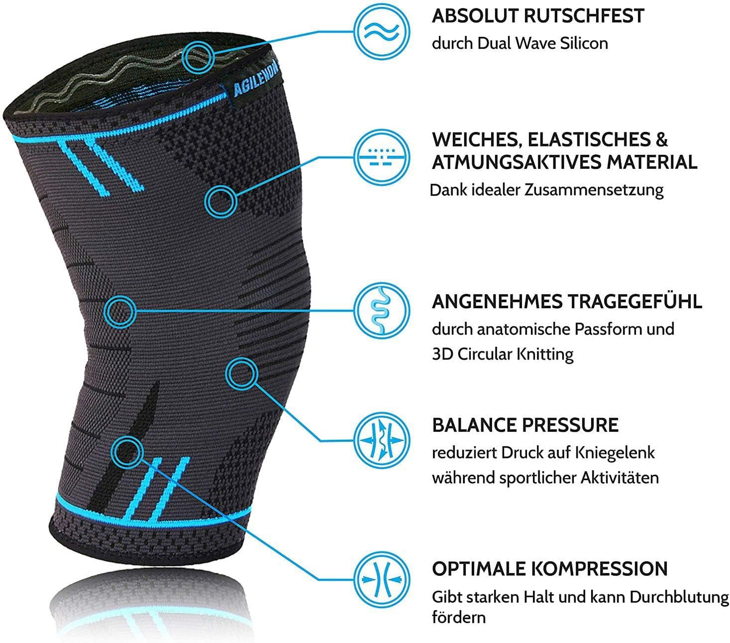2-teiliges Kniebandagen-Set, L Blue Line