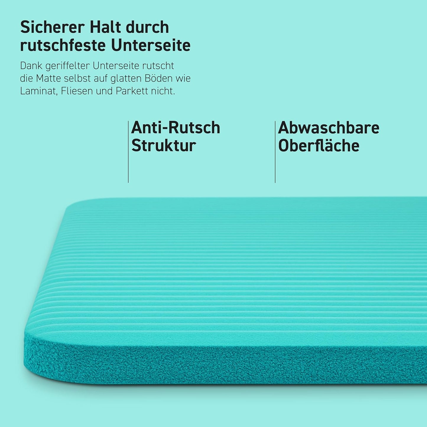 Gymnastikmatte mit Tragegurt, Aquamarin / 190 x 60 x 1,5 cm