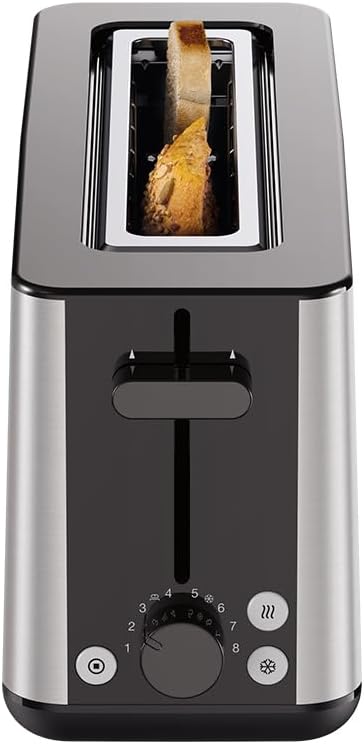 PurShine HT 1610 BK Langschlitz-Toaster mit Brötchenaufsatz und Auftaufunktion, Schwarz