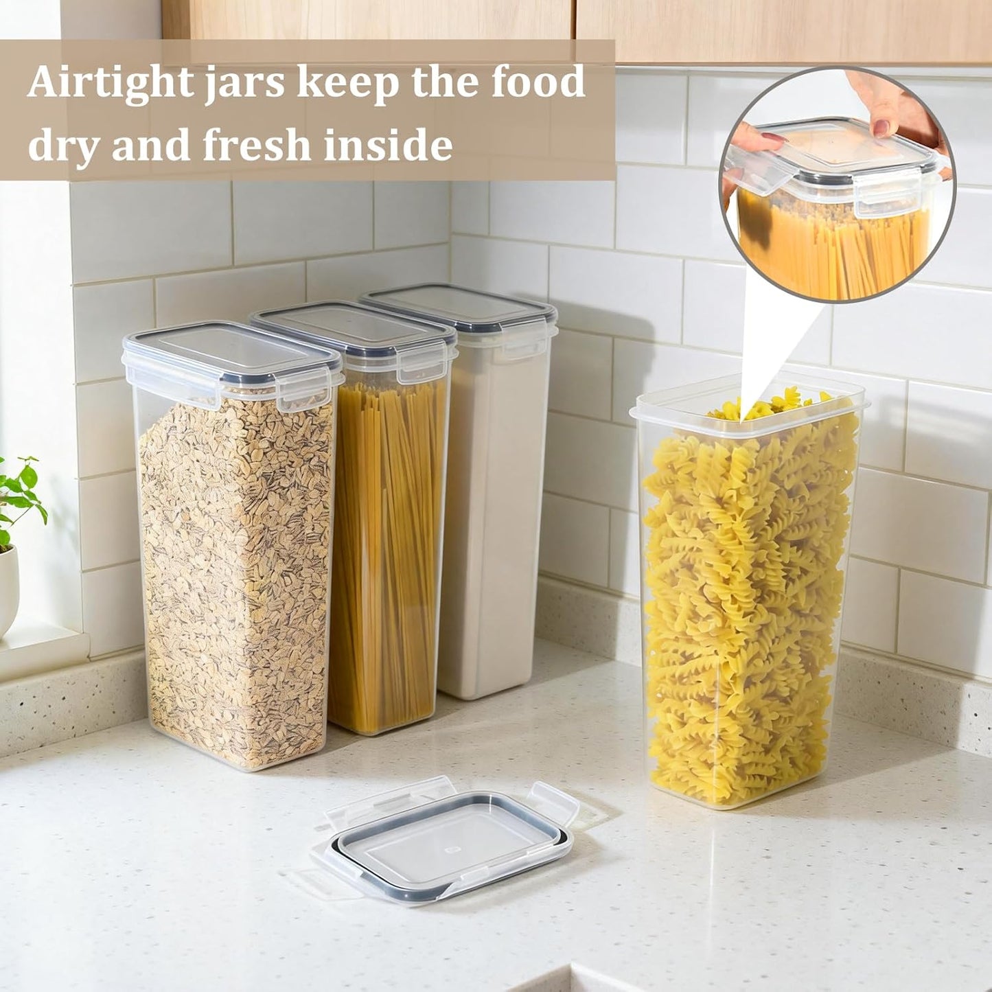 6er-Set Vorratsdosen für Spaghetti & mehr, Schwarz 2.8LX6 Stück