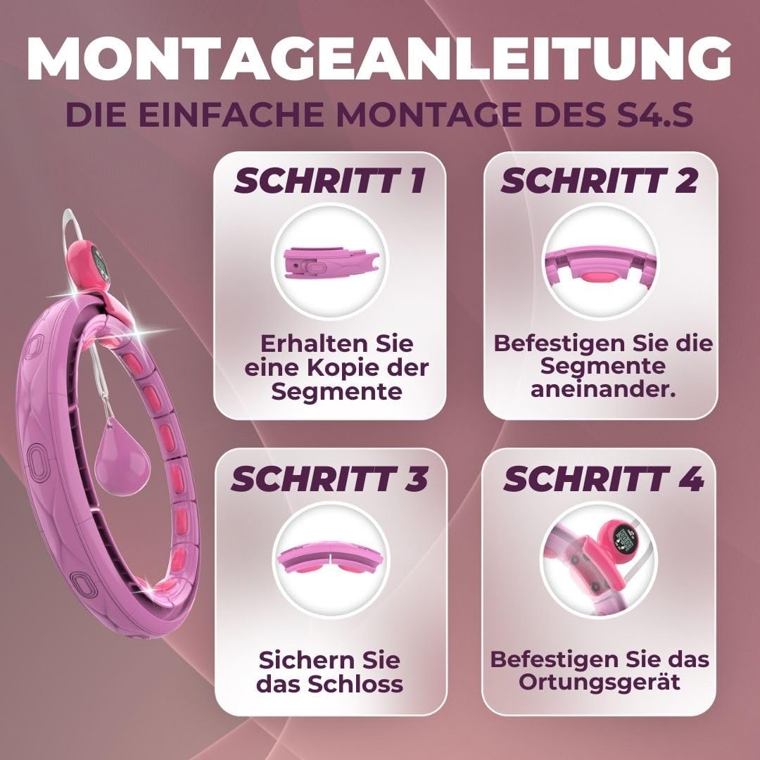 Smart Hula Hoop Reifen für Erwachsene mit Gewicht und Noppen, S4.S Lila-Pink