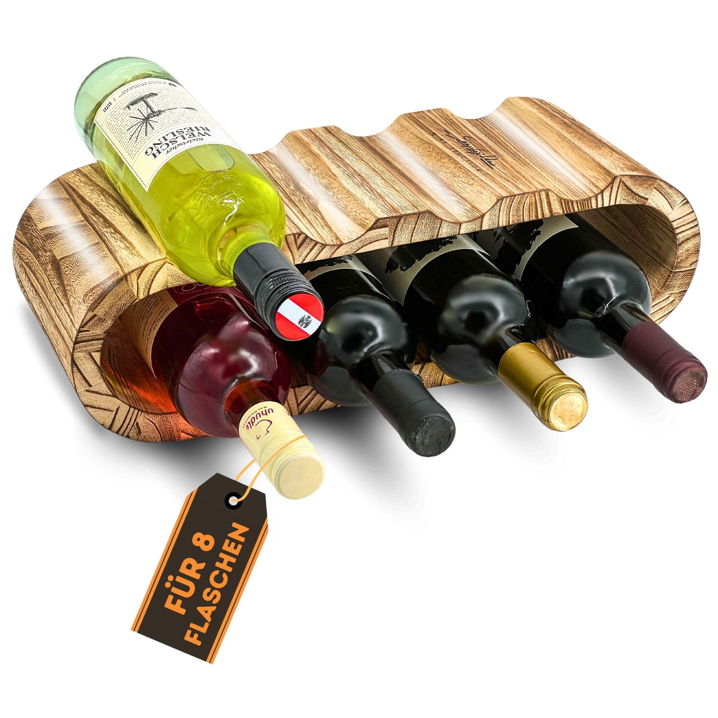 Rustikales Weinregal für 8 Flaschen, Für 8 Flaschen