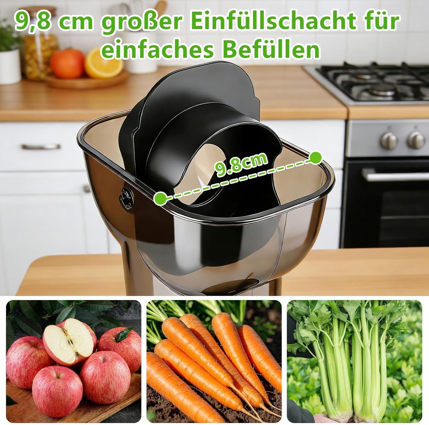 Slow Juicer mit grossem Einfüllschacht