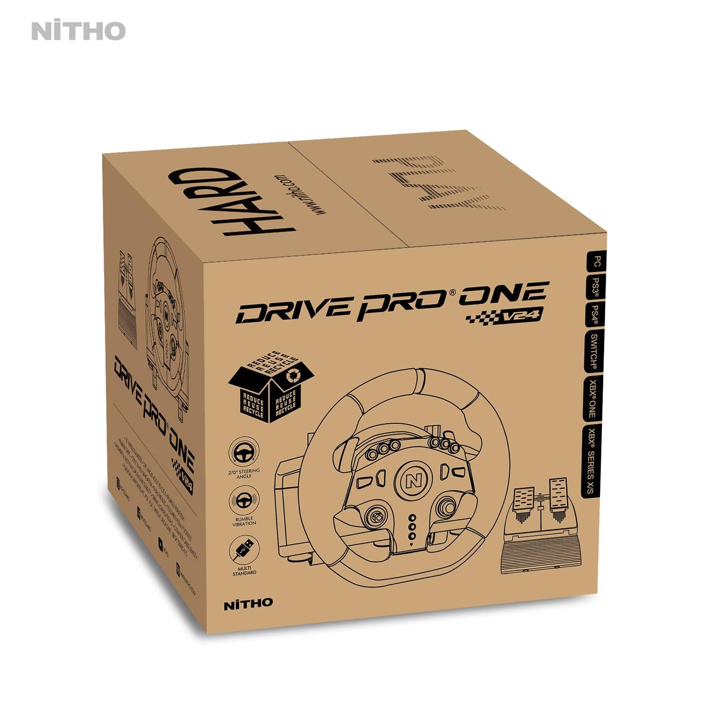 Drive Pro One V24 Gaming-Rennlenkrad mit Pedalen, Drive Pro ONE V24