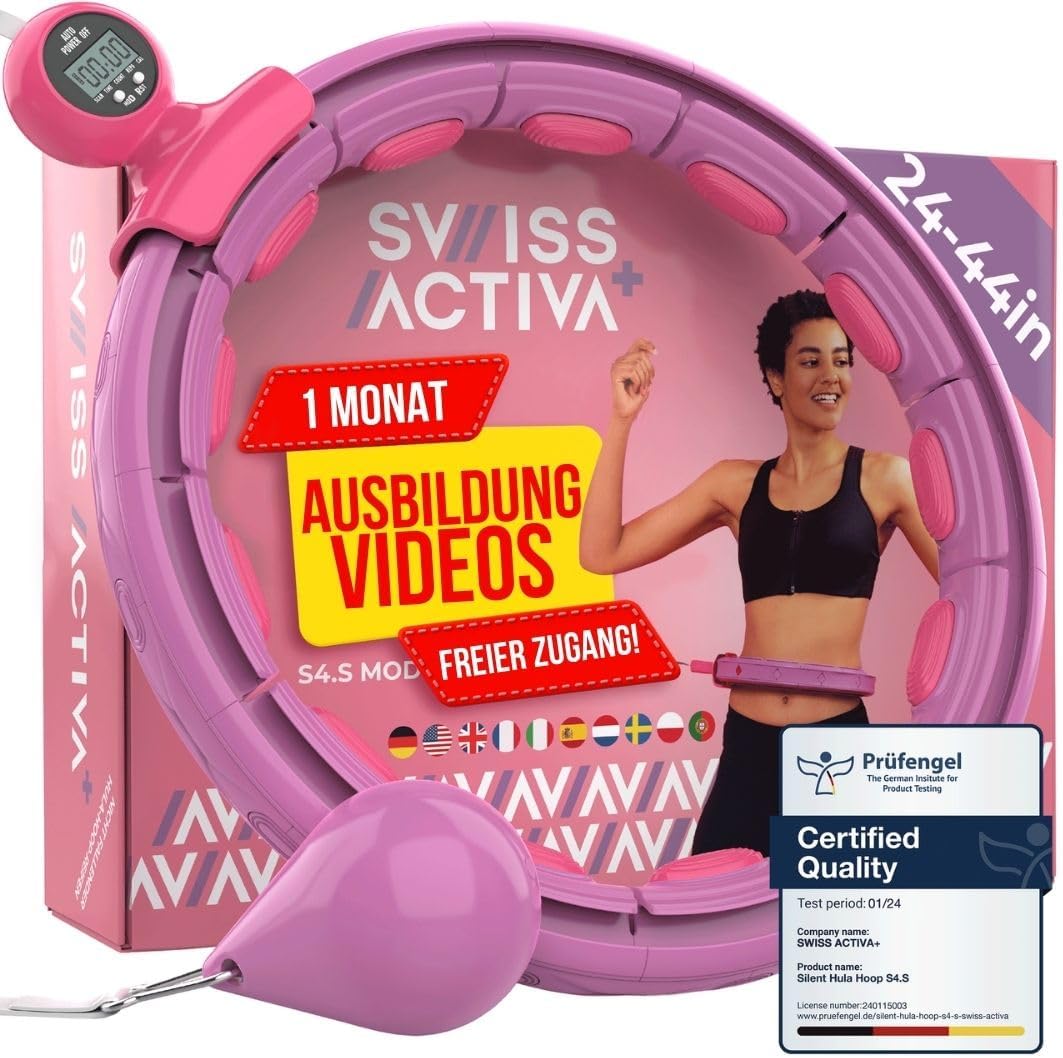 Smart Hula Hoop Reifen für Erwachsene mit Gewicht und Noppen, S4.S Lila-Pink