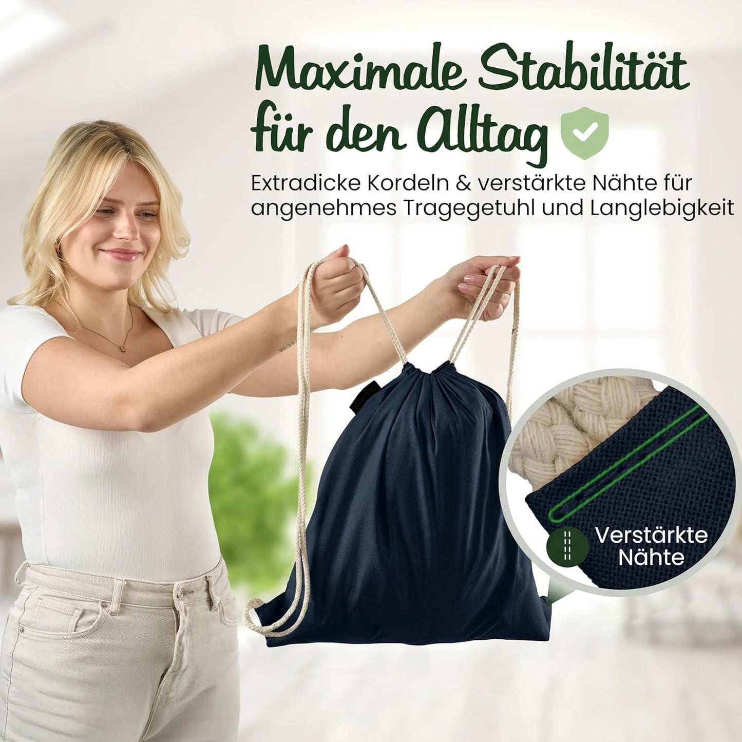 10er-Set Turnbeutel, Navy Blau
