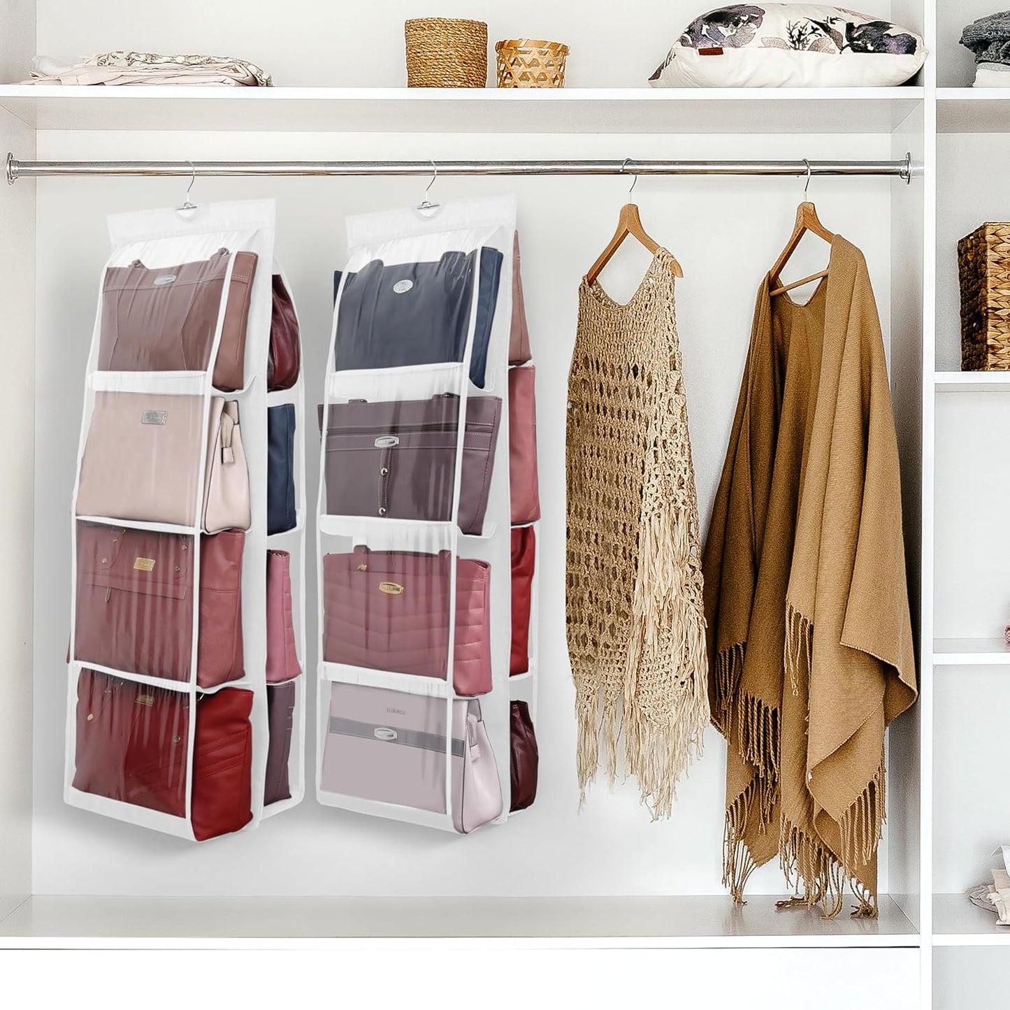 Handtaschen-Organizer mit 8 Fächern (2er-Pack), Weiss