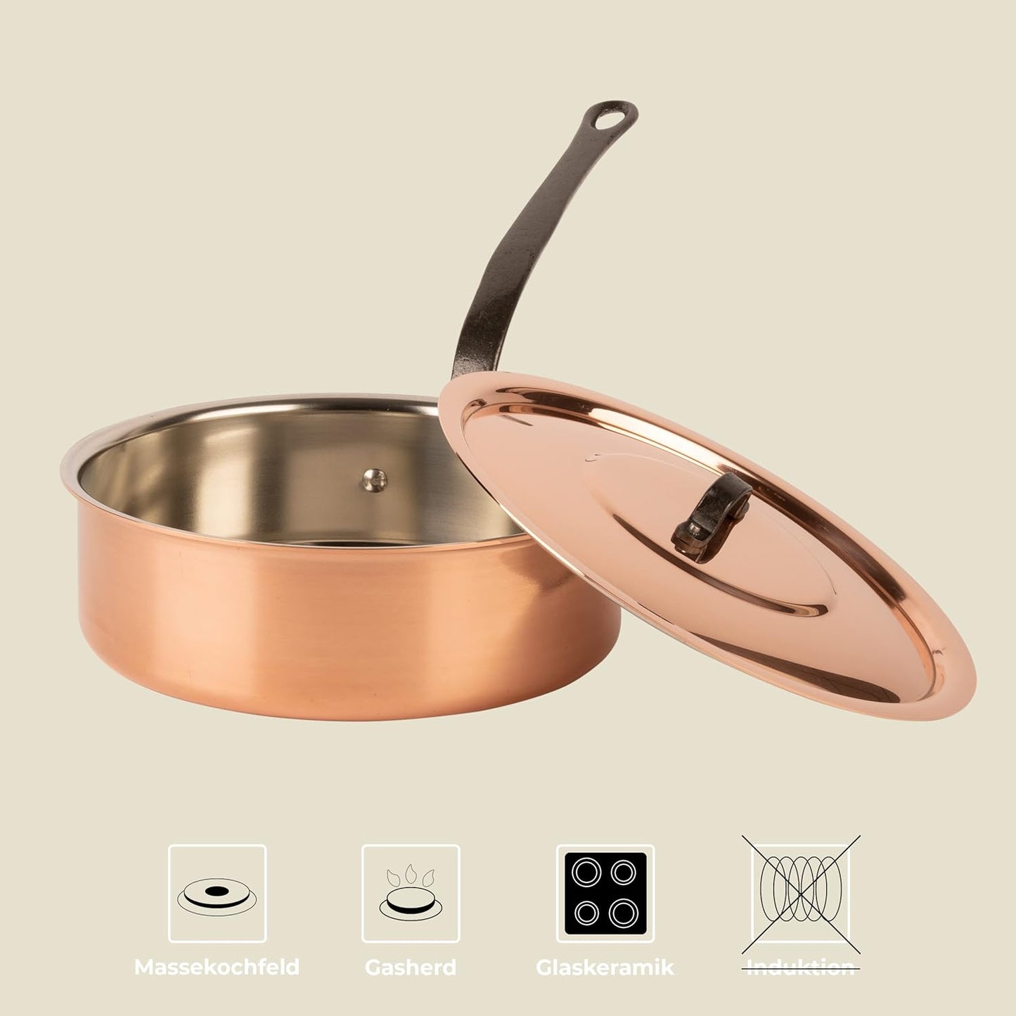 Schmorpfanne mit Gusseisengriff, 20 cm