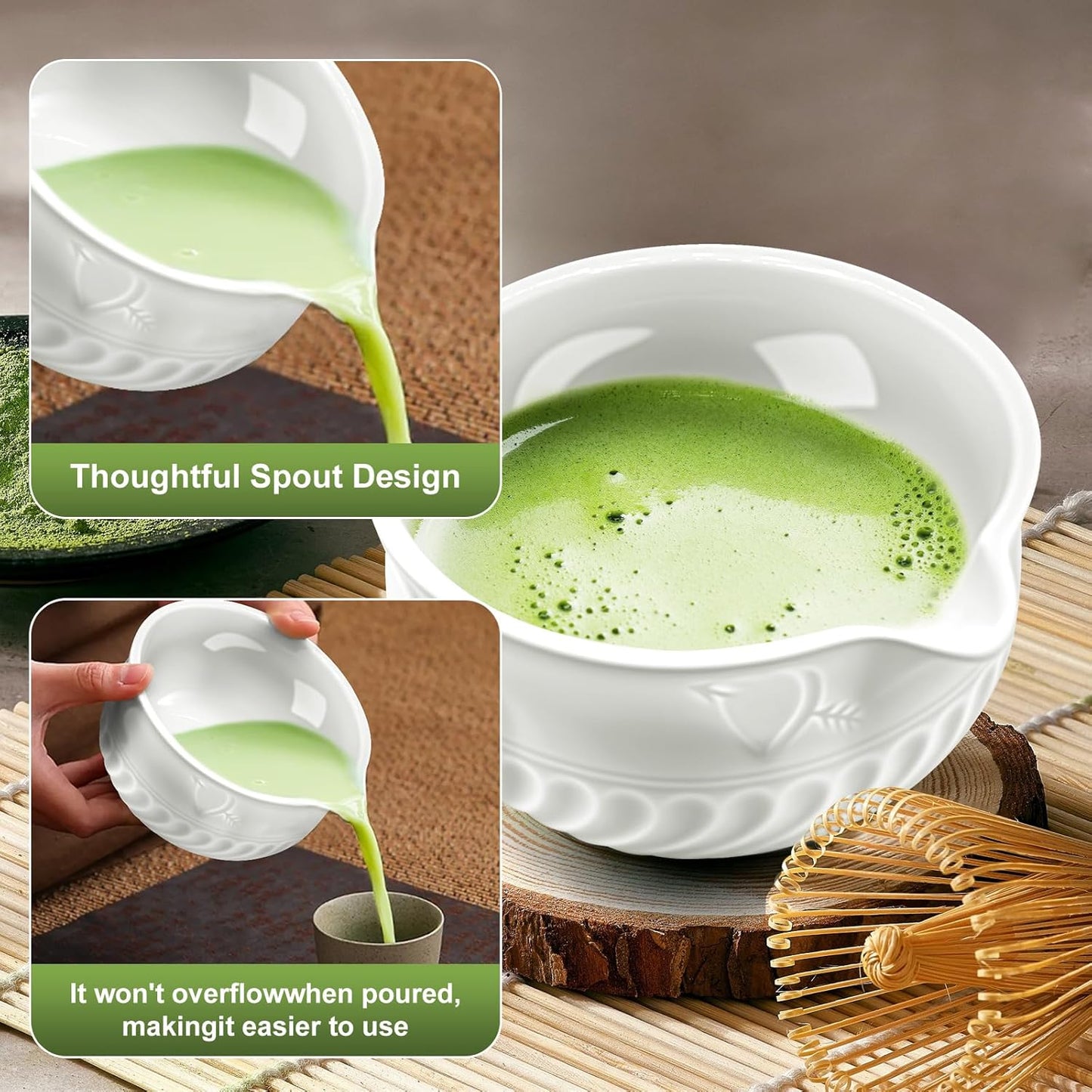 Matcha Tee-Set mit Schale & Zubehör (5-teilig), Weiß