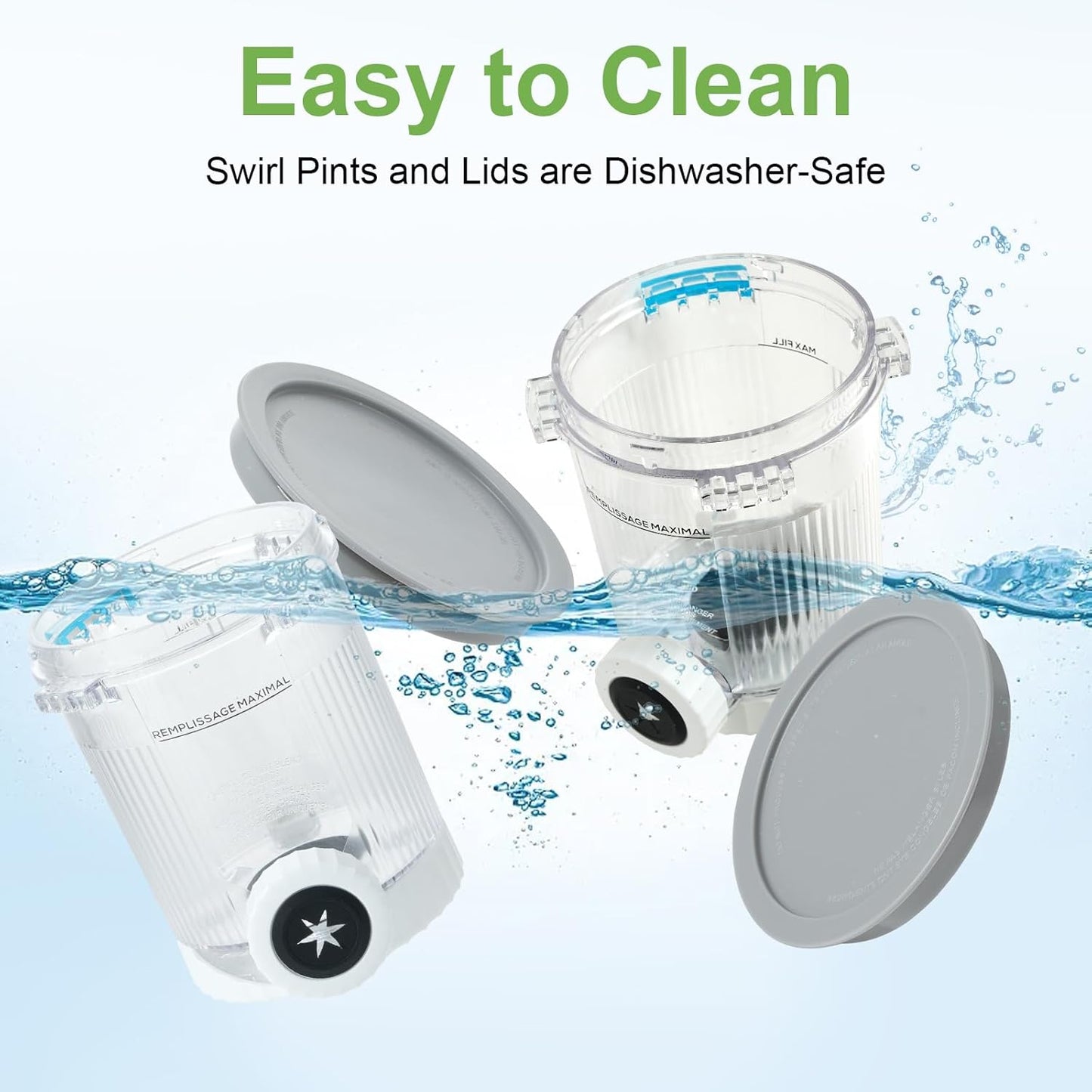 Eisbehälter-Set für Ninja Swirl NC700, NC701 & NC701EU, NC701 Series-4 Pack(Color Lids)