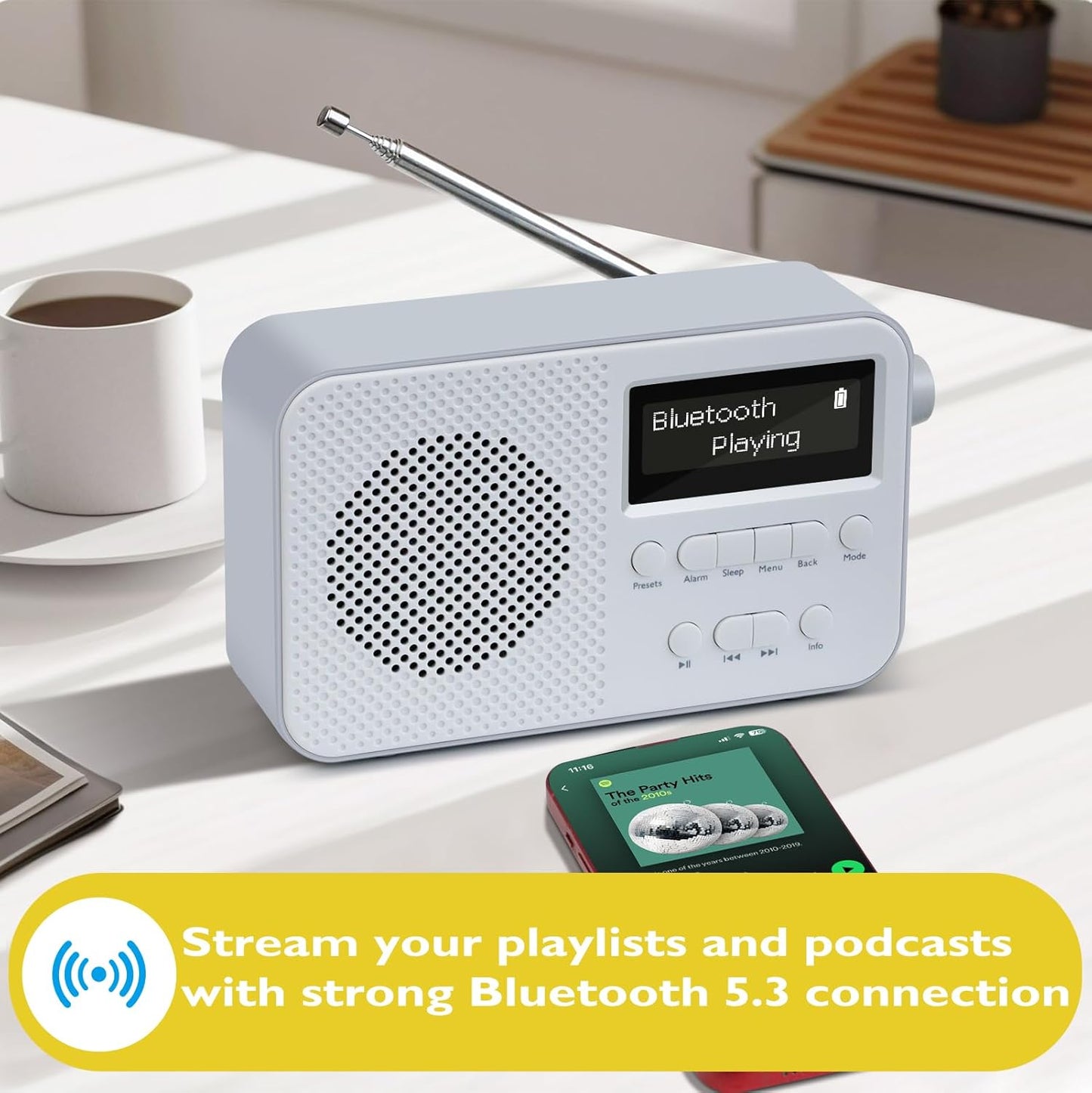 PR2-Max - Kompaktes DAB-Radio mit Bluetooth, PR2-MAX Grau