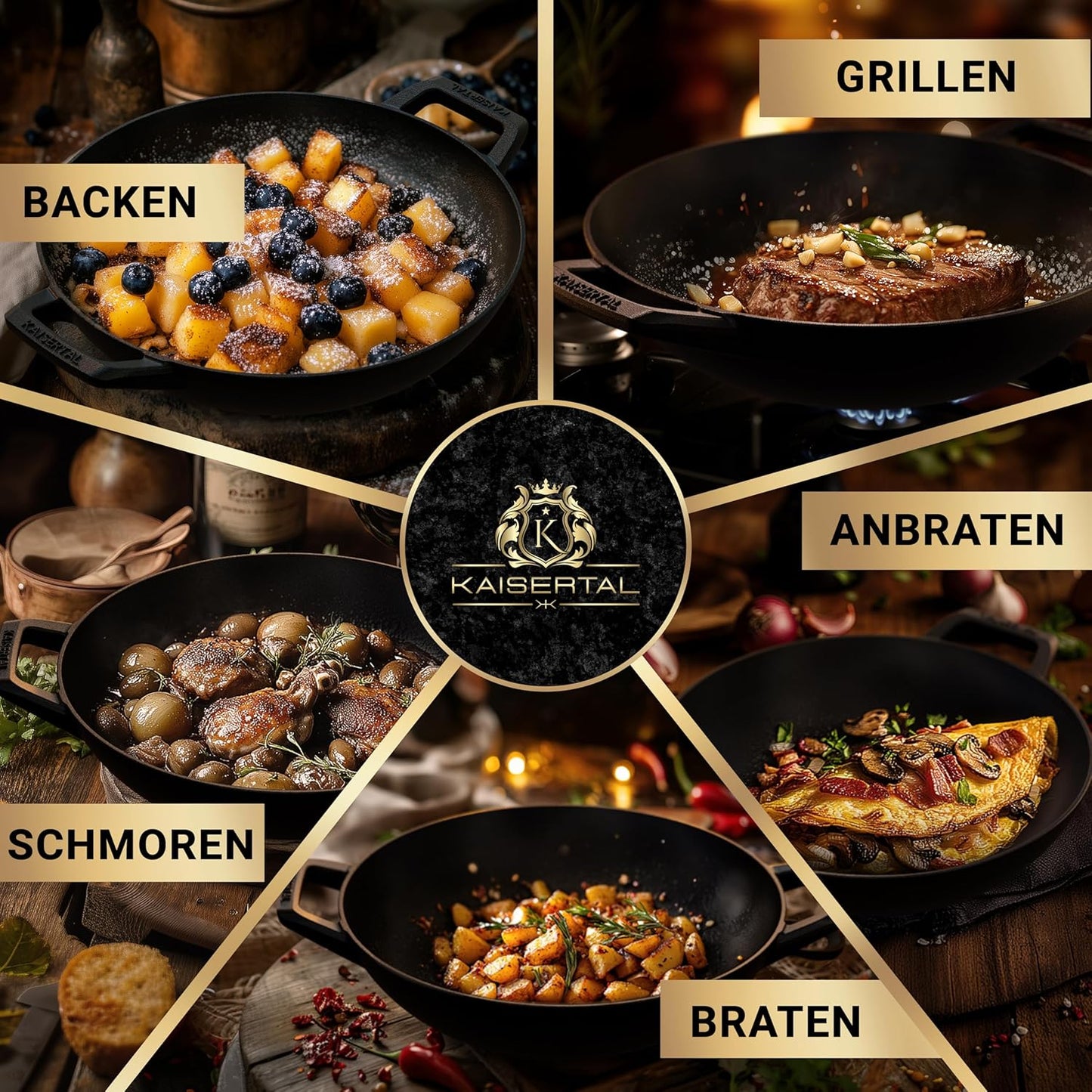 Wok Pfanne, Schwarz - Ohne Deckel