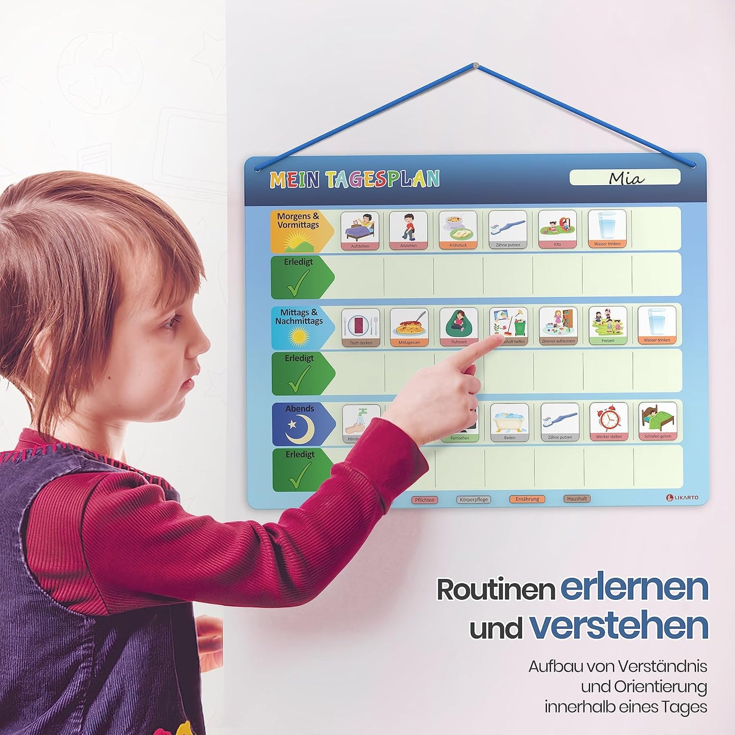 Montessori Aufgabenplaner für Kinder, Tagesplan Klassisch