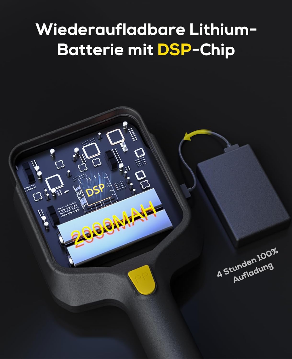 Metalldetektor mit LCD-Display und Teleskopstange, Gelb