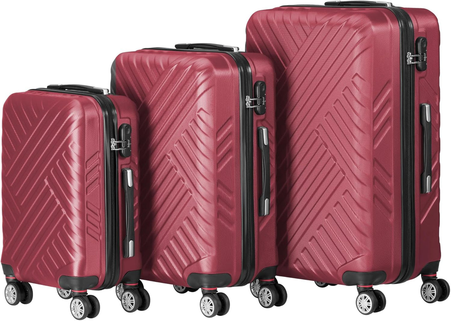 3-teiliges Hartschalenkoffer-Set, Rot