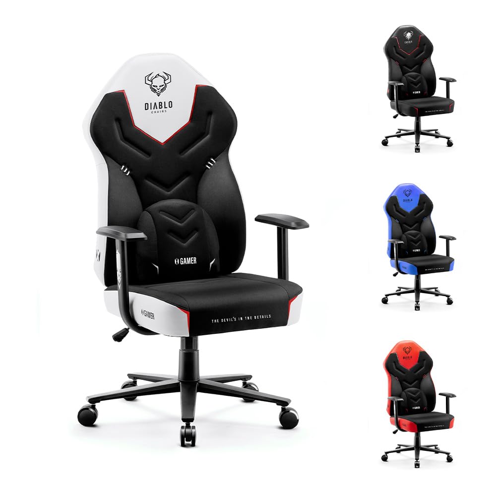Ergonomischer Gaming-Stuhl X-Gamer 2.0, Schwarz-weiss 128 cm x 68 cm x 55 cm