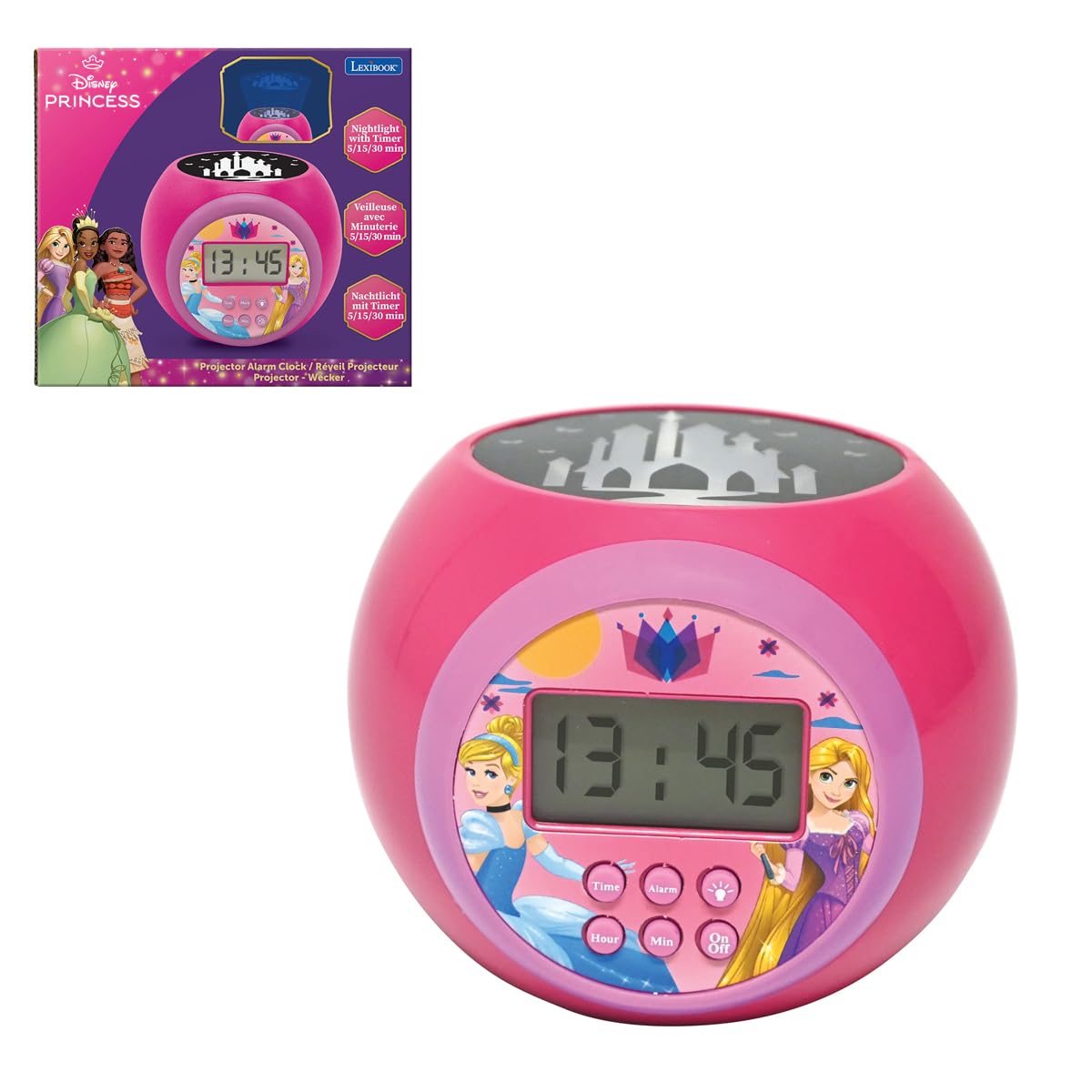 Disney Princess Projektionswecker mit Nachtlicht und Timer, Disney Prinzessin